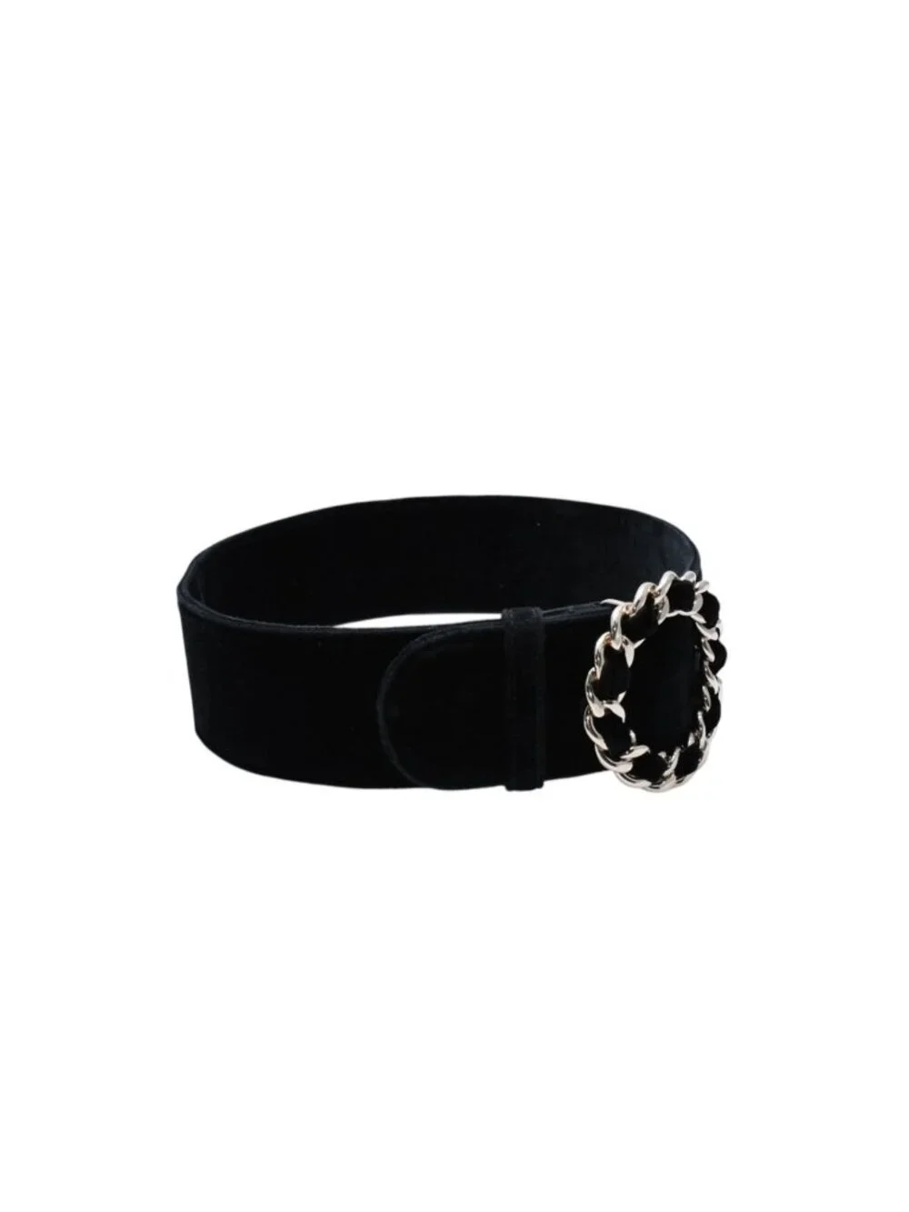 Chanel Belt Velvet Velour 65/26 Black Gold